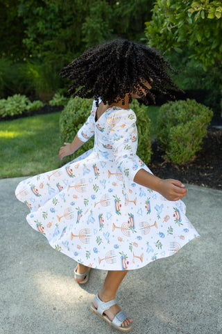 Organic Cotton Happy Hanukkah 3/4 Sleeve Twirl Dress - Dresses - Twinflower Creations