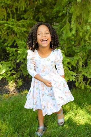 Organic Cotton Happy Hanukkah 3/4 Sleeve Twirl Dress - Dresses - Twinflower Creations