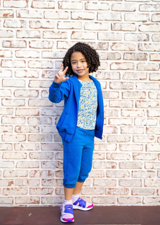 Organic Cotton Kids Zip Up Hoodie in Sonic Blue - Sweatshirts - Twinflower Creations