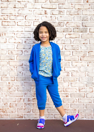 Organic Cotton Kids Zip Up Hoodie in Sonic Blue - Sweatshirts - Twinflower Creations