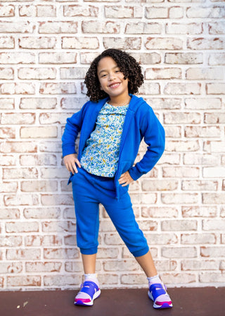 Organic Cotton Kids Zip Up Hoodie in Sonic Blue - Sweatshirts - Twinflower Creations