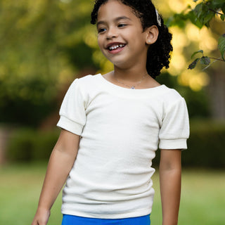 Organic Puff Sleeve Tee in Whimsical White - Dresses - Twinflower Creations