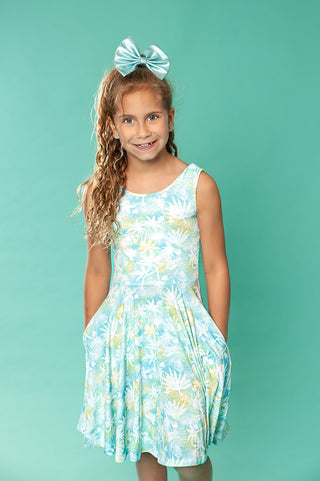 Palms Sleeveless Twirl Dress - Dresses - Twinflower Creations