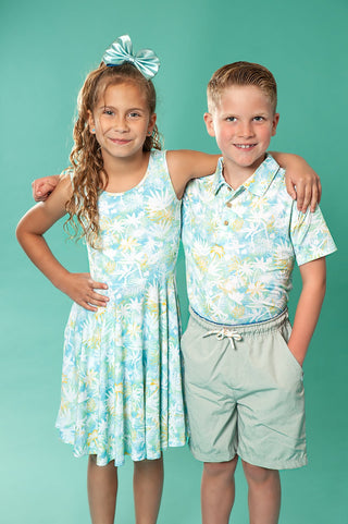 Palms Sleeveless Twirl Dress - Dresses - Twinflower Creations