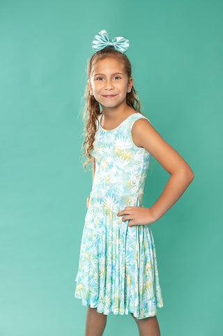 Palms Sleeveless Twirl Dress - Dresses - Twinflower Creations