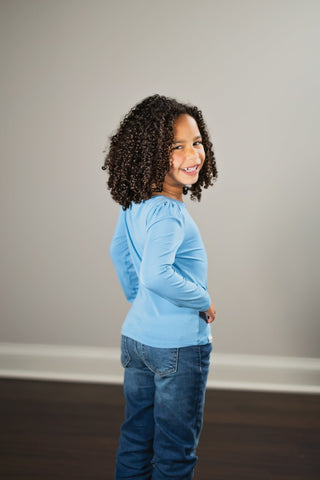 Puff Sleeve Top in Herencia Blue - Dresses - Twinflower Creations