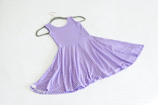 Purple Gingham Sleeveless Twirl Dress - Dresses - Twinflower Creations