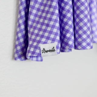 Purple Gingham Sleeveless Twirl Dress - Dresses - Twinflower Creations