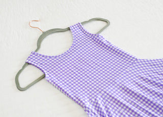 Purple Gingham Sleeveless Twirl Dress - Dresses - Twinflower Creations