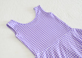 Purple Gingham Sleeveless Twirl Dress - Dresses - Twinflower Creations