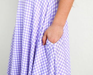 Purple Gingham Sleeveless Twirl Dress - Dresses - Twinflower Creations