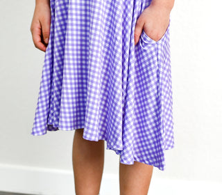 Purple Gingham Sleeveless Twirl Dress - Dresses - Twinflower Creations