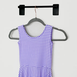 Purple Gingham Sleeveless Twirl Dress - Dresses - Twinflower Creations