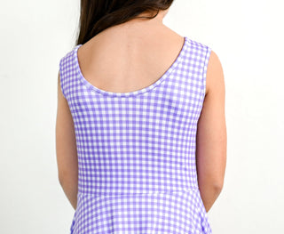 Purple Gingham Sleeveless Twirl Dress - Dresses - Twinflower Creations