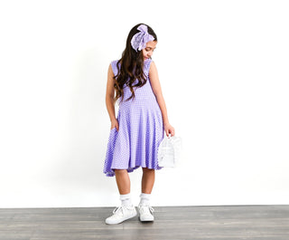 Purple Gingham Sleeveless Twirl Dress - Dresses - Twinflower Creations