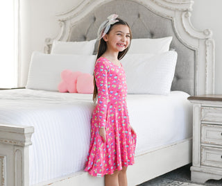 Rainbow Love Long Sleeve Twirl Dress - Dresses - Twinflower Creations