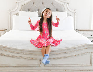 Rainbow Love Long Sleeve Twirl Dress - Dresses - Twinflower Creations