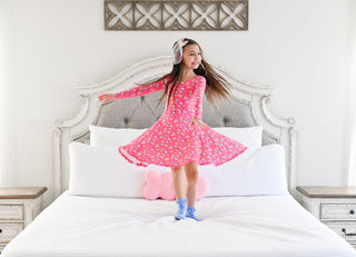 Rainbow Love Long Sleeve Twirl Dress - Dresses - Twinflower Creations