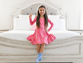 Rainbow Love Long Sleeve Twirl Dress - Dresses - Twinflower Creations