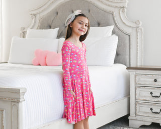 Rainbow Love Long Sleeve Twirl Dress - Dresses - Twinflower Creations