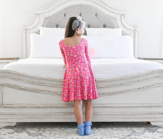 Rainbow Love Long Sleeve Twirl Dress - Dresses - Twinflower Creations