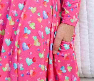 Rainbow Love Long Sleeve Twirl Dress - Dresses - Twinflower Creations