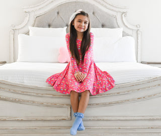 Rainbow Love Long Sleeve Twirl Dress - Dresses - Twinflower Creations