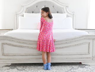 Rainbow Love Long Sleeve Twirl Dress - Dresses - Twinflower Creations