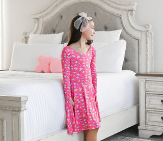 Rainbow Love Long Sleeve Twirl Dress - Dresses - Twinflower Creations