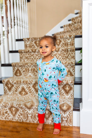 Ruffle Dark Santa Bamboo Romper - Pajamas - Twinflower Creations