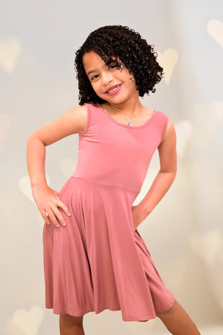 Sleeveless Twirl Dress in Romantic Rose - Dresses - Twinflower Creations