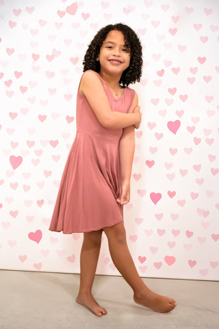 Sleeveless Twirl Dress in Romantic Rose - Dresses - Twinflower Creations