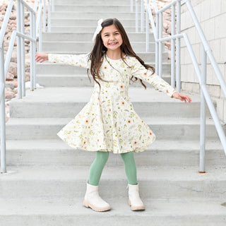 Split Hem Leggings in Garden Green - Leggings - Twinflower Creations