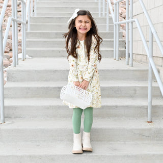 Split Hem Leggings in Garden Green - Leggings - Twinflower Creations
