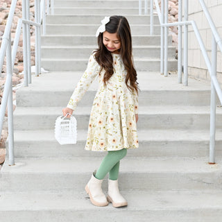 Split Hem Leggings in Garden Green - Leggings - Twinflower Creations