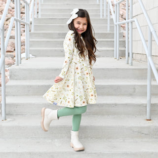 Split Hem Leggings in Garden Green - Leggings - Twinflower Creations