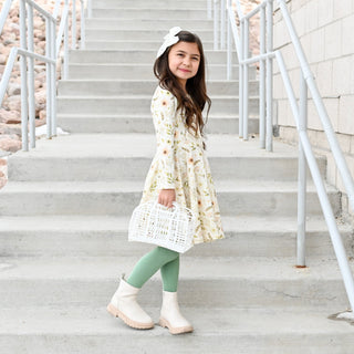 Split Hem Leggings in Garden Green - Leggings - Twinflower Creations
