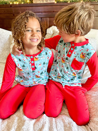 Toddler Boys Light Santa Pajamas - Pajamas - Twinflower Creations