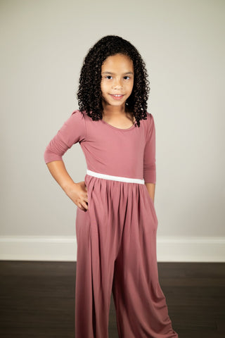 Wide Leg Romper in Romantic Rose - Rompers - Twinflower Creations