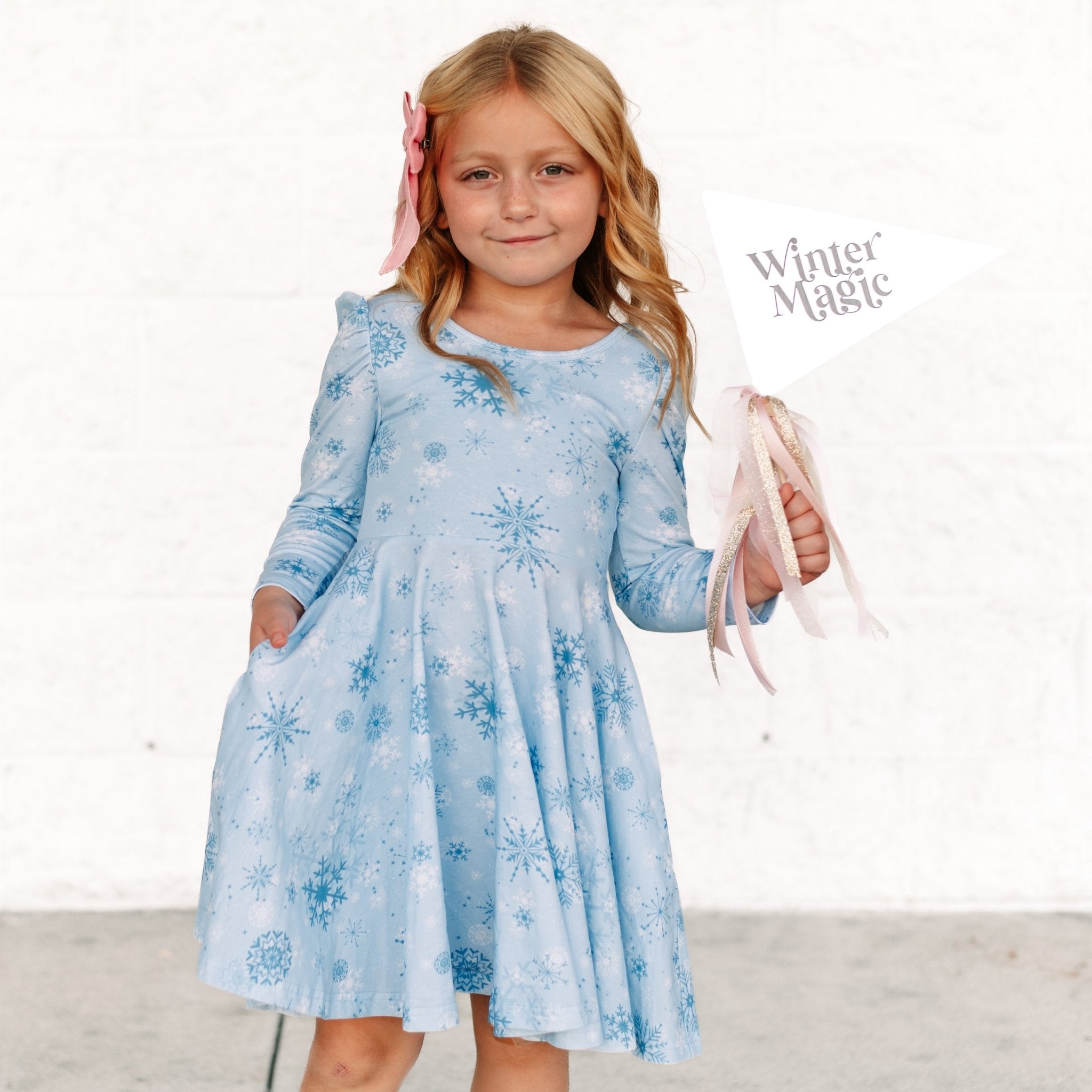 Winter Wonderland Puff Sleeve Twirl Dress Twinflower Creations Winter Wonderland Puff Sleeve Twirl Dress Twinflower Creations