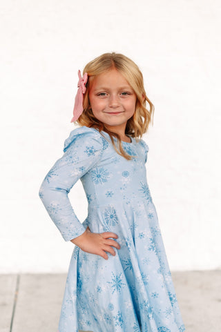 Winter Wonderland Puff Sleeve Twirl Dress - Dresses - Twinflower Creations