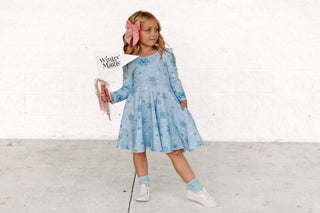 Winter Wonderland Puff Sleeve Twirl Dress - Dresses - Twinflower Creations