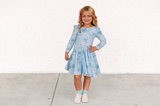 Winter Wonderland Puff Sleeve Twirl Dress - Dresses - Twinflower Creations