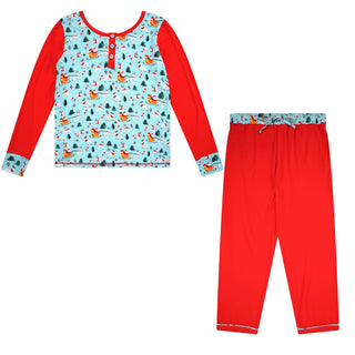 Women's Light Santa Bamboo Holiday Pajamas - Pajamas - Twinflower Creations